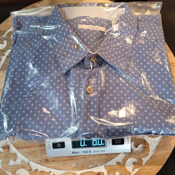 Moda Campia Mens Blue Short Sleeve Button-Up Shirt XXL 100% Cotton Classic Fit W - Picture 12 of 12